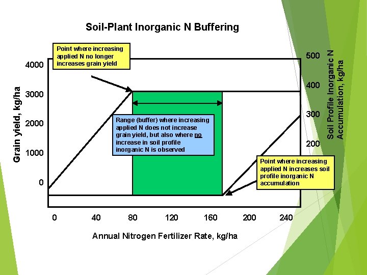 Grain yield, kg/ha 4000 Point where increasing applied N no longer increases grain yield