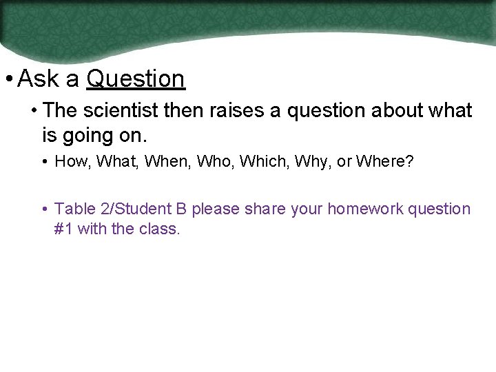  • Ask a Question • The scientist then raises a question about what