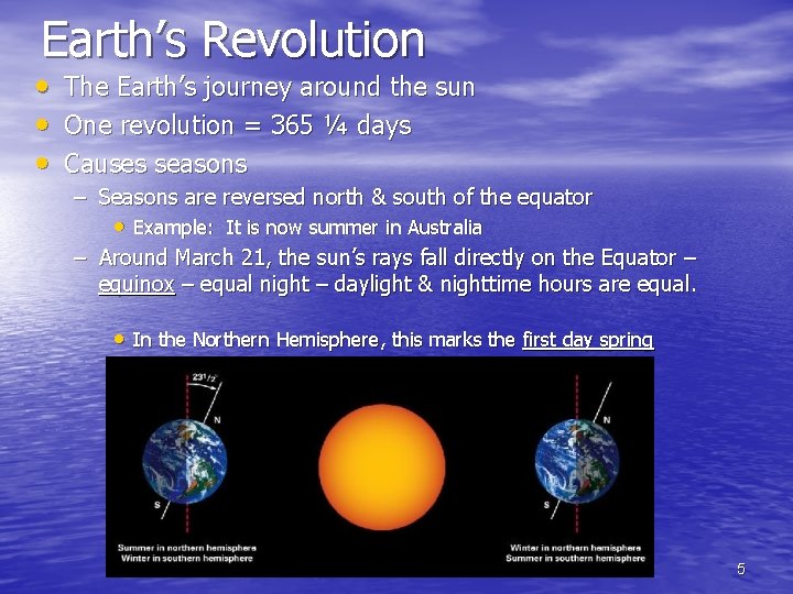 Earth’s Revolution • • • The Earth’s journey around the sun One revolution =