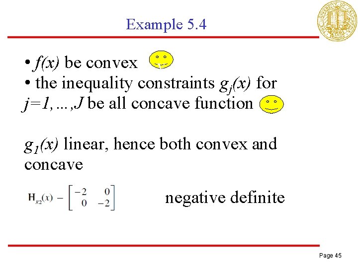 Example 5. 4 • f(x) be convex v • the inequality constraints gj(x) for