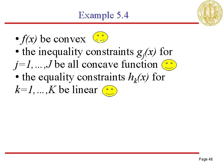 Example 5. 4 • f(x) be convex v • the inequality constraints gj(x) for