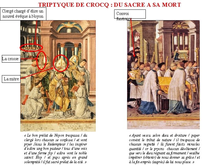 TRIPTYQUE DE CROCQ : DU SACRE A SA MORT Clergé chargé d’élire un nouvel