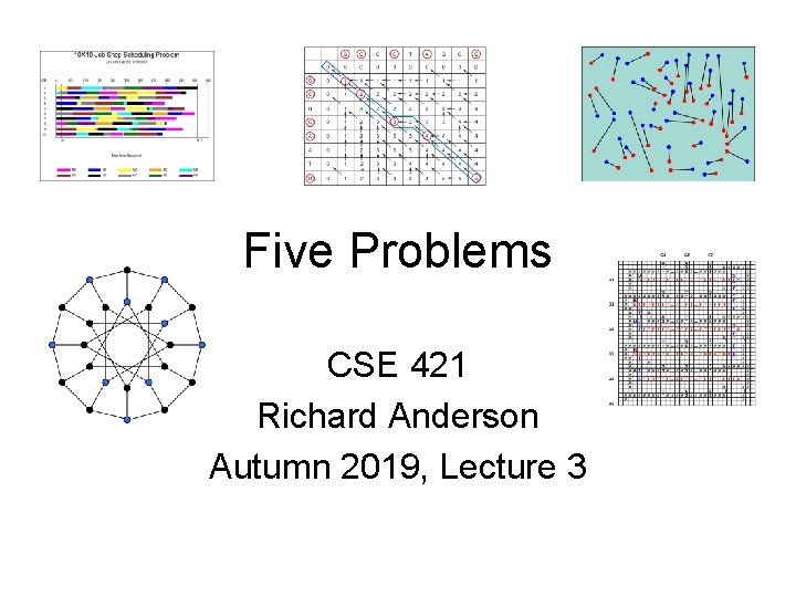 Five Problems CSE 421 Richard Anderson Autumn 2019, Lecture 3 