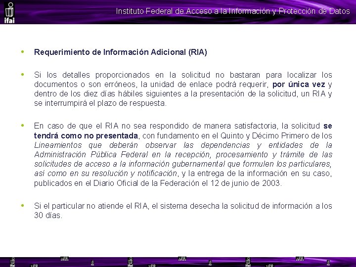 Instituto Federal de Acceso a la Información y Protección de Datos • Requerimiento de