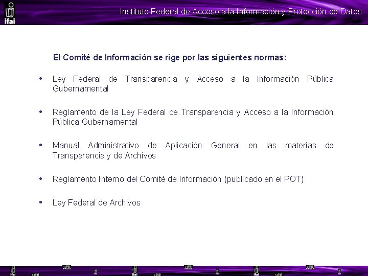 Instituto Federal de Acceso a la Información y Protección de Datos El Comité de