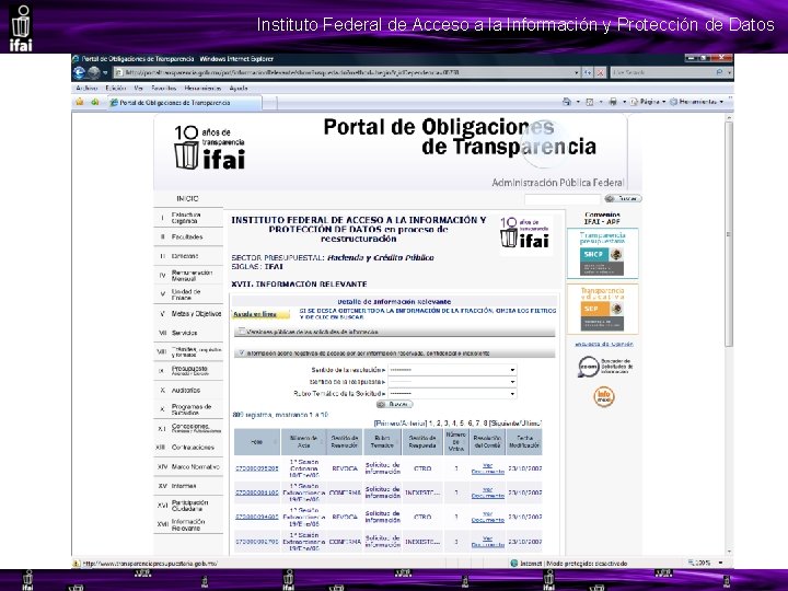 Instituto Federal de Acceso a la Información y Protección de Datos 