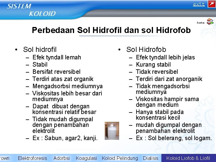 rown exit home Perbedaan Sol Hidrofil dan sol Hidrofob • Sol hidrofil • Sol