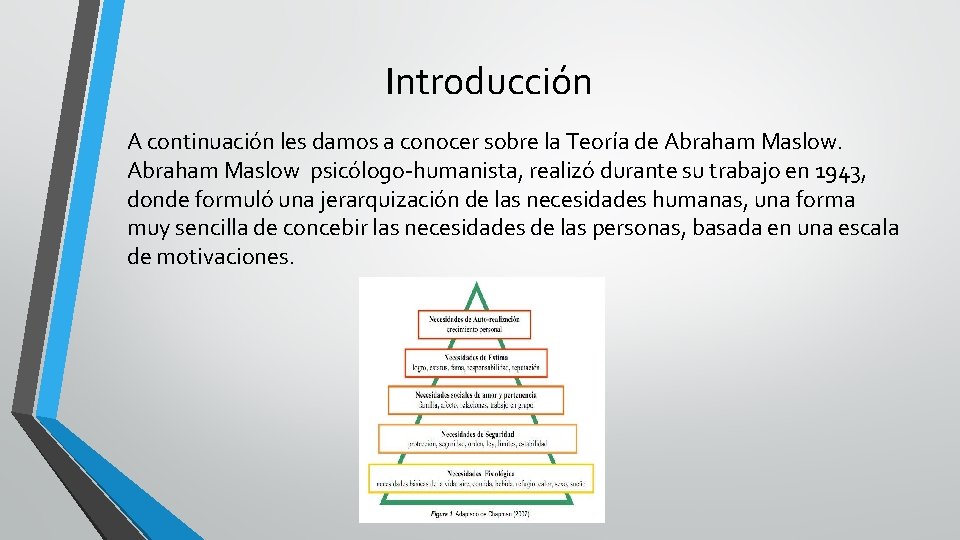 Introducción A continuación les damos a conocer sobre la Teoría de Abraham Maslow psicólogo-humanista,