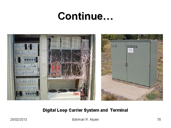 Continue… Digital Loop Carrier System and Terminal 25/02/2013 Bahman R. Alyaei 78 