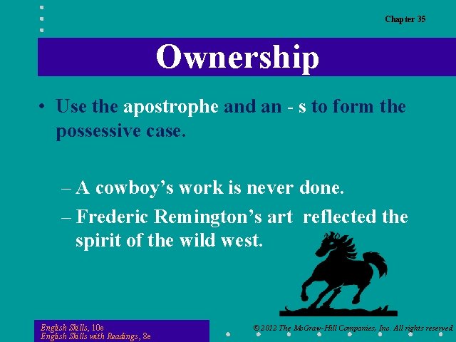 Chapter 35 Ownership • Use the apostrophe and an - s to form the