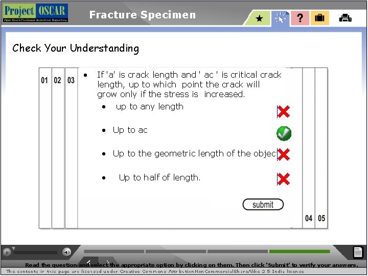Fracture Specimen Check Your Understanding • If 'a' is crack length and ' ac
