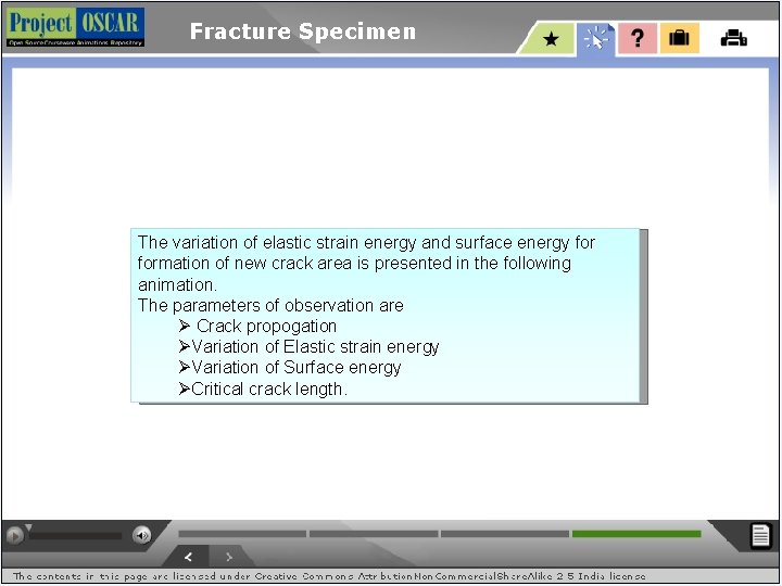 Fracture Specimen The variation of elastic strain energy and surface energy formation of new