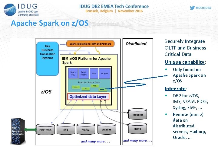 Apache Spark on z/OS Securely Integrate OLTP and Business Critical Data Unique capability: • Apache Spark on z/OS Securely Integrate OLTP and Business Critical Data Unique capability: •