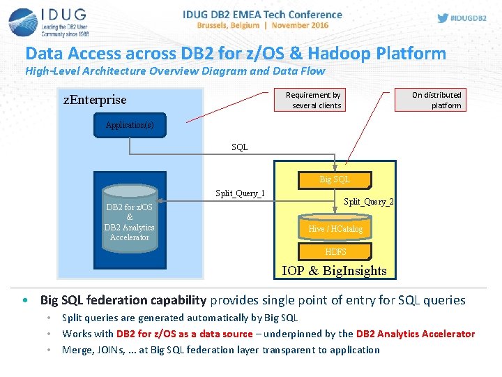 Data Access across DB 2 for z/OS & Hadoop Platform High-Level Architecture Overview Diagram Data Access across DB 2 for z/OS & Hadoop Platform High-Level Architecture Overview Diagram