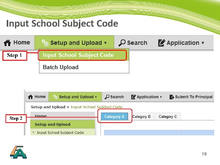 Input School Subject Code 19 