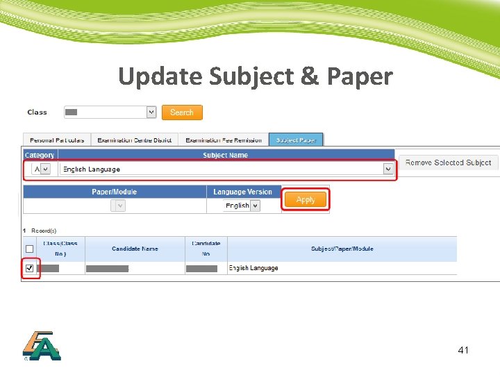 Update Subject & Paper 41 