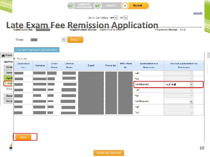 Late Exam Fee Remission Application 65 