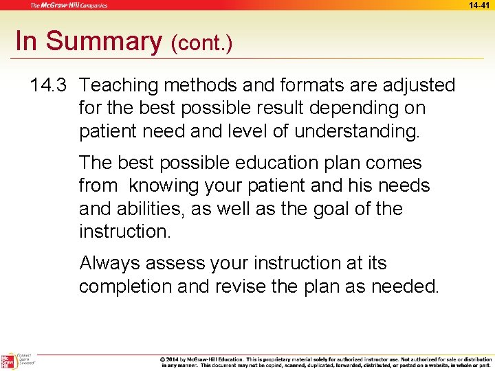 14 -41 In Summary (cont. ) 14. 3 Teaching methods and formats are adjusted 14 -41 In Summary (cont. ) 14. 3 Teaching methods and formats are adjusted