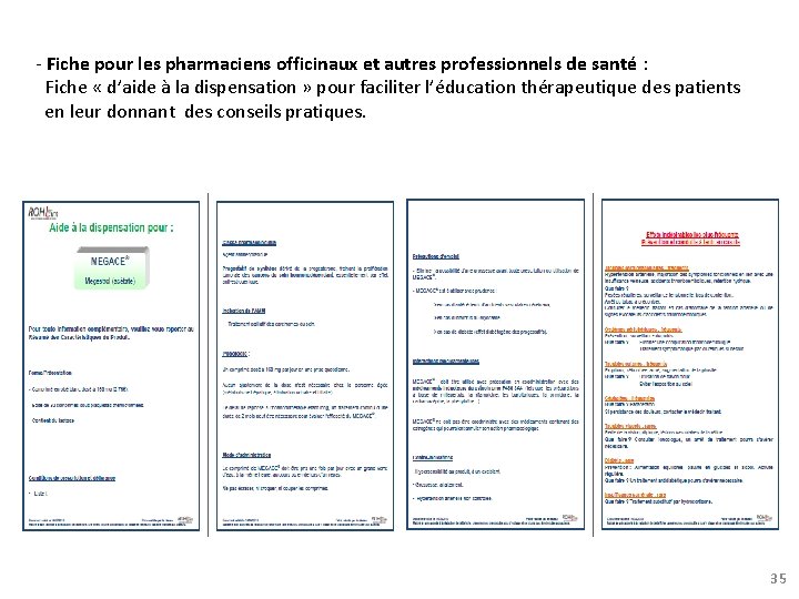 - Fiche pour les pharmaciens officinaux et autres professionnels de santé : Fiche «