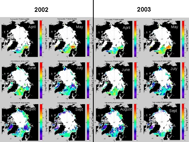 August Sept August July Log PP g C m-2 month-1 Sept Log PP g