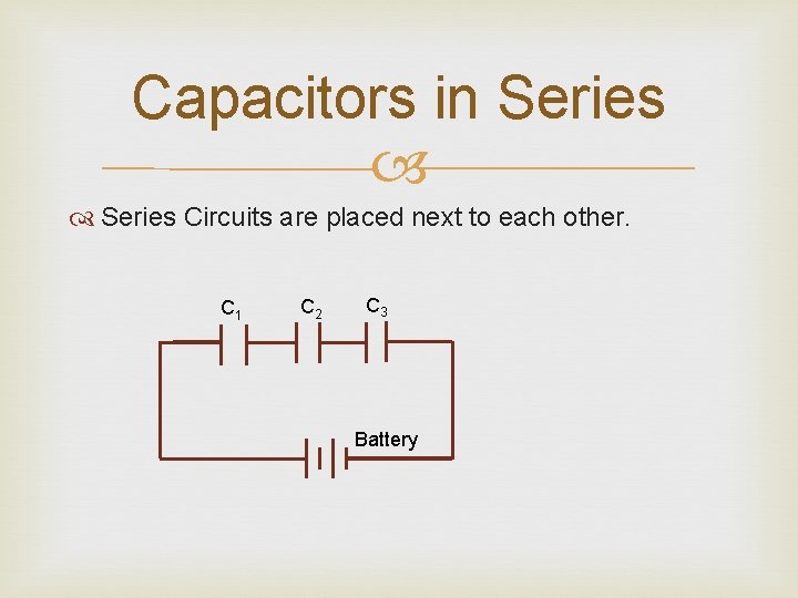 Capacitors in Series Circuits are placed next to each other. C 1 C 2