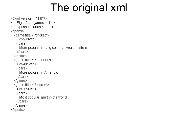 The original xml <? xml version = "1. 0"? > <!-- Fig. 12. 4