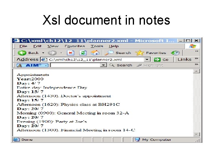 Xsl document in notes 