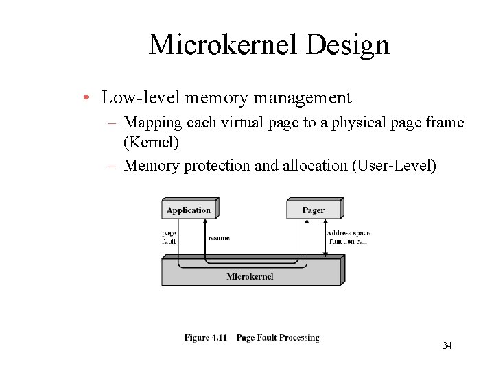 Microkernel Design • Low-level memory management – Mapping each virtual page to a physical