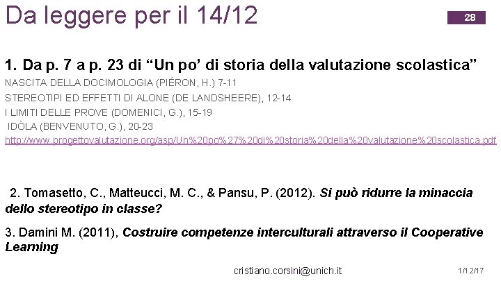 Da leggere per il 14/12 28 1. Da p. 7 a p. 23 di