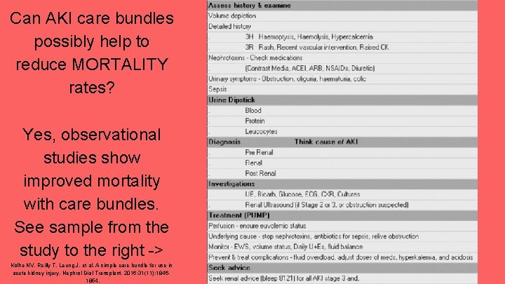 Can AKI care bundles possibly help to reduce MORTALITY rates? Yes, observational studies show