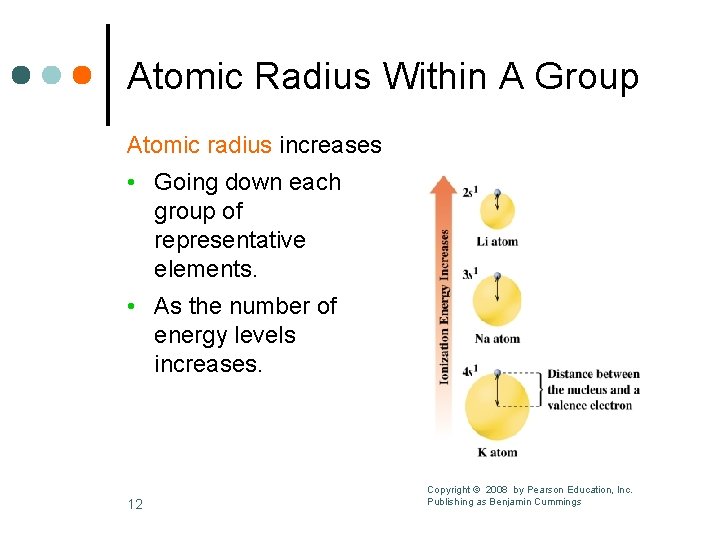 Atomic Radius Within A Group Atomic radius increases • Going down each group of