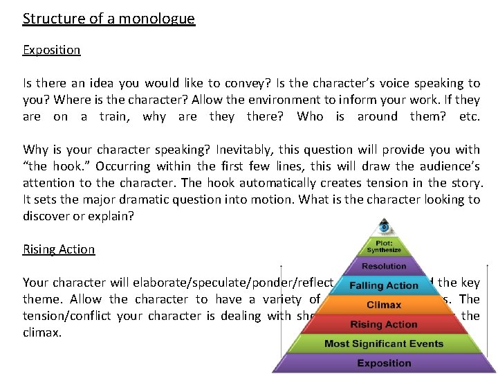 Structure of a monologue Exposition Is there an idea you would like to convey?