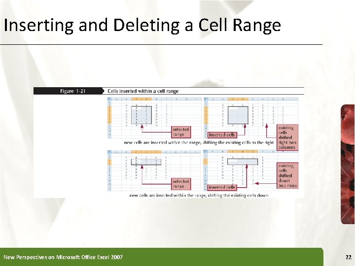 Inserting and Deleting a Cell Range New Perspectives on Microsoft Office Excel 2007 22