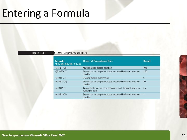 Entering a Formula New Perspectives on Microsoft Office Excel 2007 26 