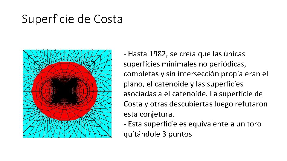 Superficie de Costa - Hasta 1982, se creía que las únicas superficies minimales no