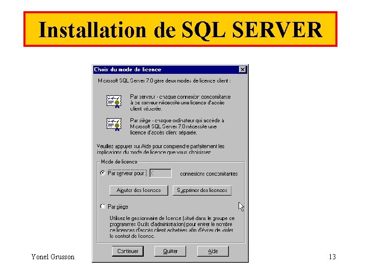 Installation de SQL SERVER Yonel Grusson 13 