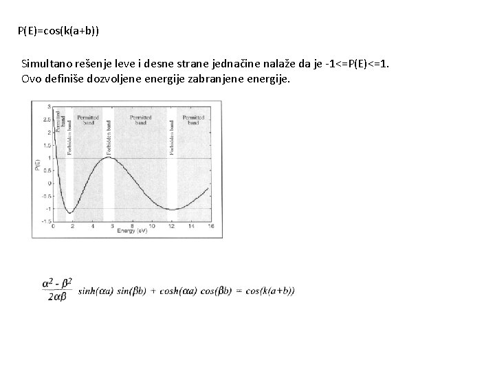 P(E)=cos(k(a+b)) Simultano rešenje leve i desne strane jednačine nalaže da je -1<=P(E)<=1. Ovo definiše