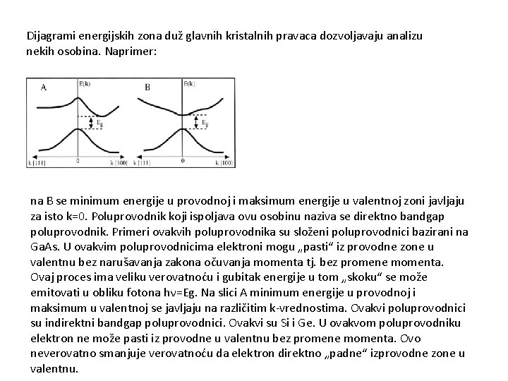 Dijagrami energijskih zona duž glavnih kristalnih pravaca dozvoljavaju analizu nekih osobina. Naprimer: na B