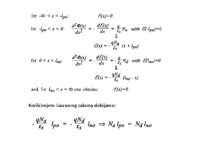 Korišćenjem Gausovog zakona dobijamo: 