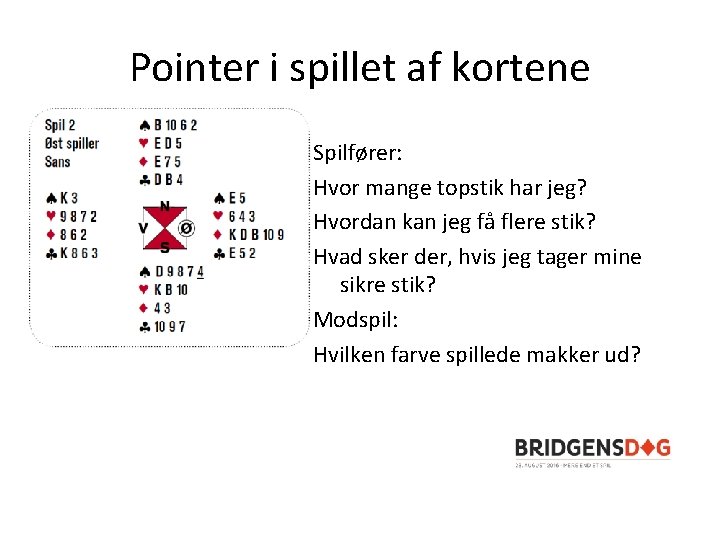 Pointer i spillet af kortene Spilfører: Hvor mange topstik har jeg? Hvordan kan jeg