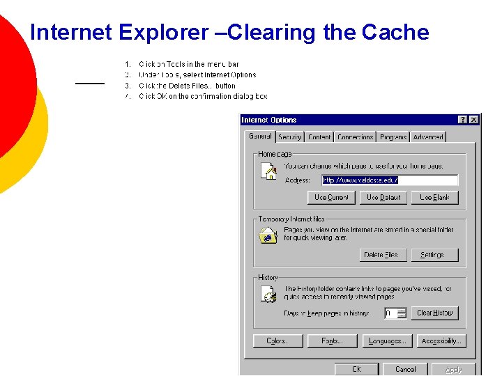 Internet Explorer –Clearing the Cache 