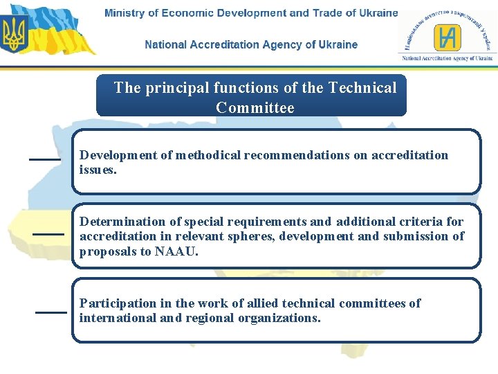 The principal functions of the Technical Committee Development of methodical recommendations on accreditation issues.