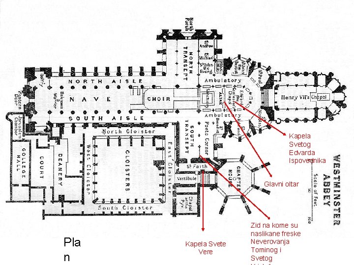 Kapela Svetog Edvarda Ispovednika Glavni oltar Pla n Kapela Svete Vere Zid na kome