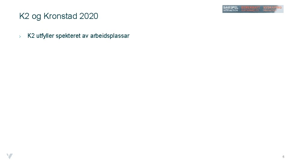 K 2 og Kronstad 2020 › K 2 utfyller spekteret av arbeidsplassar 5 