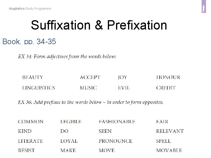 Anglistics Study Programme Suffixation & Prefixation Book, pp. 34 -35 