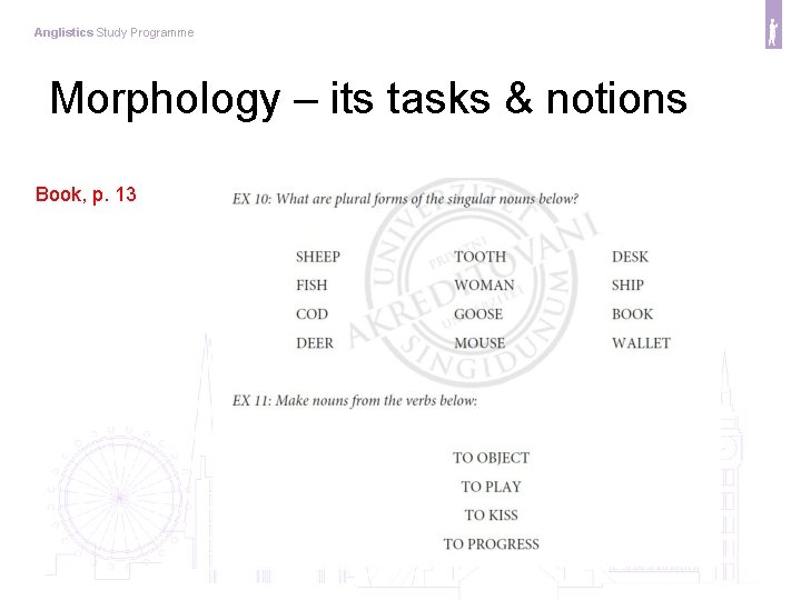 Anglistics Study Programme Morphology – its tasks & notions Book, p. 13 