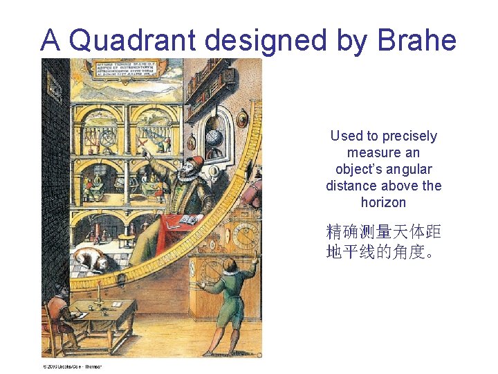 A Quadrant designed by Brahe Used to precisely measure an object’s angular distance above