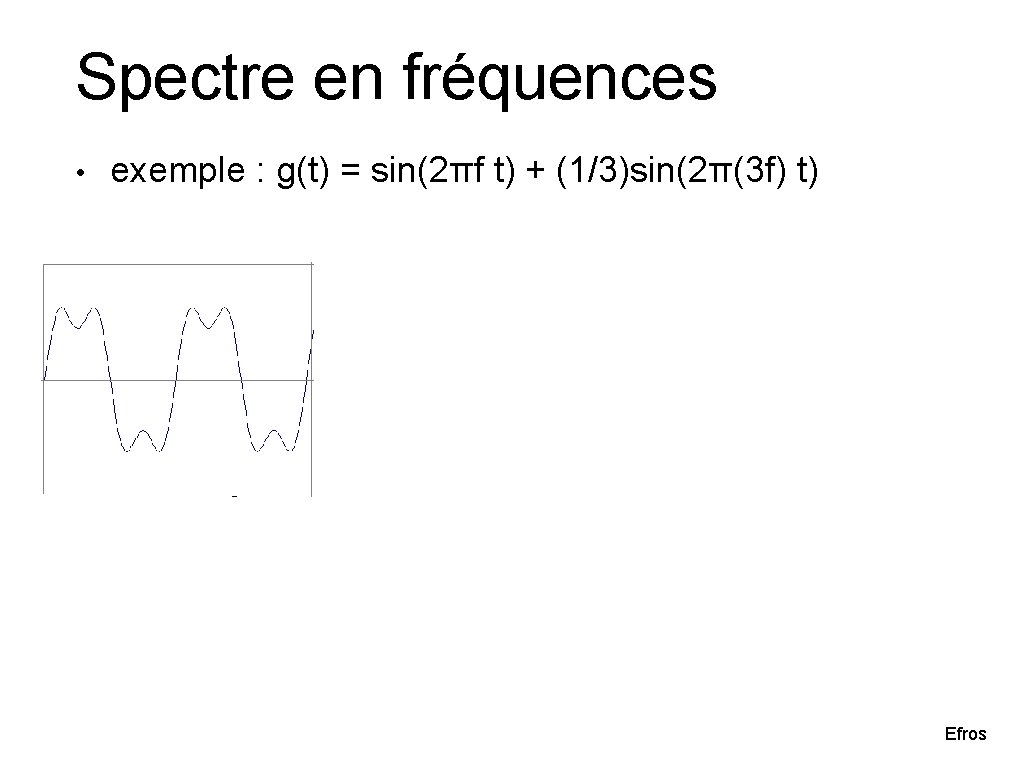 Spectre en fréquences • exemple : g(t) = sin(2πf t) + (1/3)sin(2π(3 f) t)