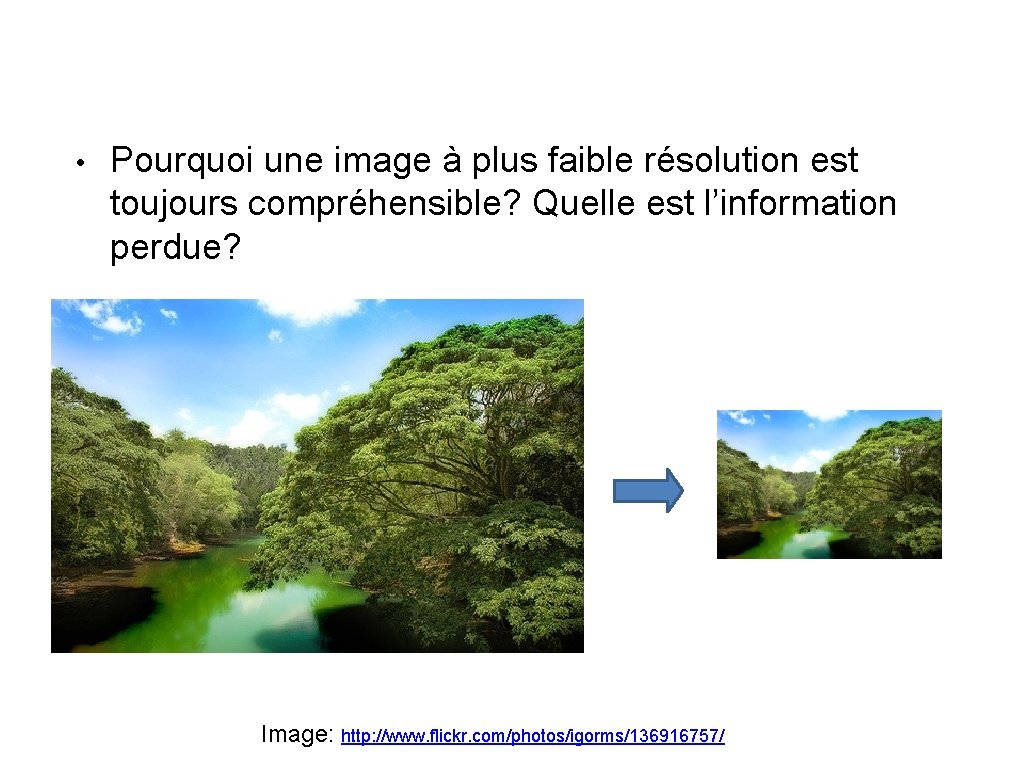  • Pourquoi une image à plus faible résolution est toujours compréhensible? Quelle est