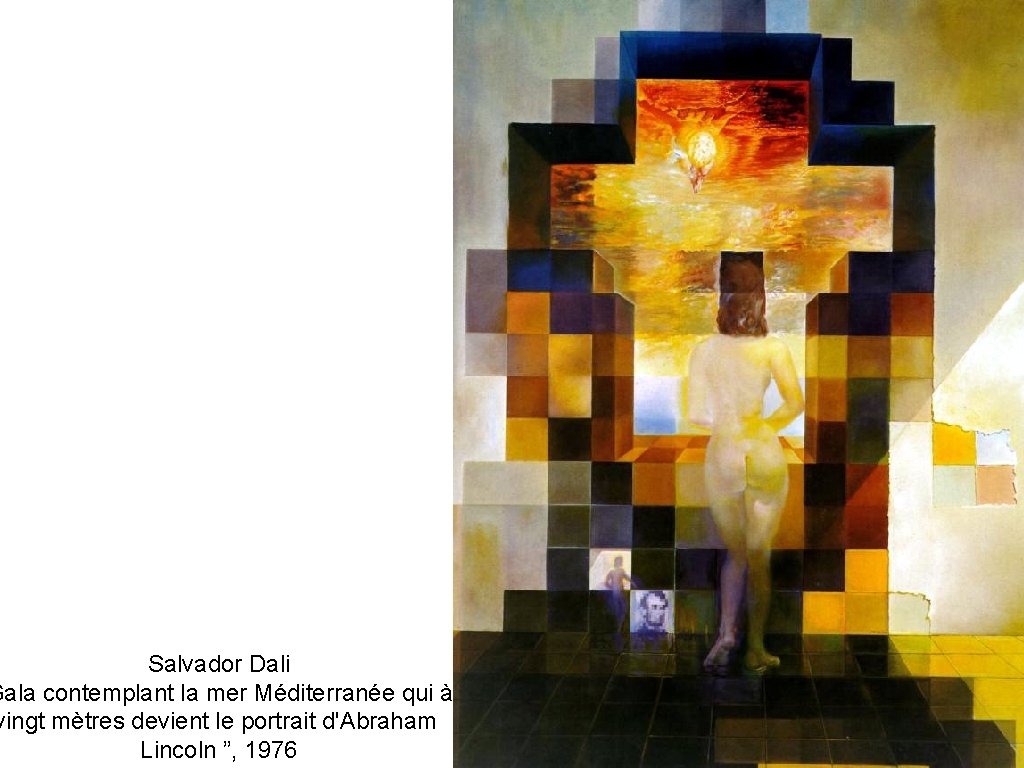 Salvador Dali Gala contemplant la mer Méditerranée qui à vingt mètres devient le portrait